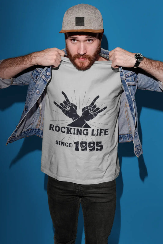 Rocking Life Since 1995 Men's T-shirt Gris Anniversaire Cadeau 00420