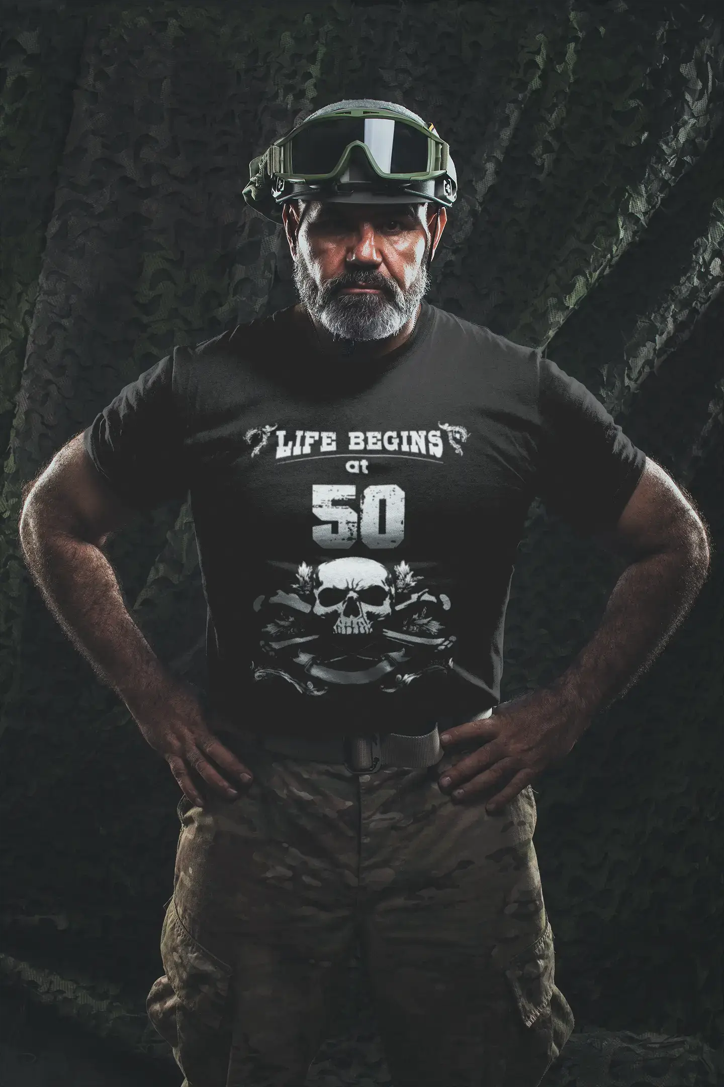 La vie commence à 50 ans T-shirt noir homme cadeau d'anniversaire col rond 00449