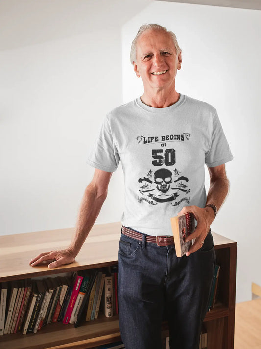 La vie commence à 50 ans T-shirt Homme Gris Cadeau d'anniversaire 00450
