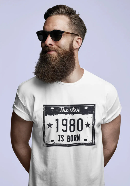 The Star 1980 is Born Men's T-shirt Blanc Anniversaire Cadeau 00453