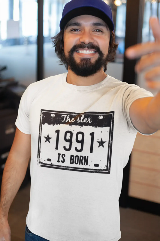 The Star 1991 is Born Men's T-shirt Blanc Anniversaire Cadeau 00453