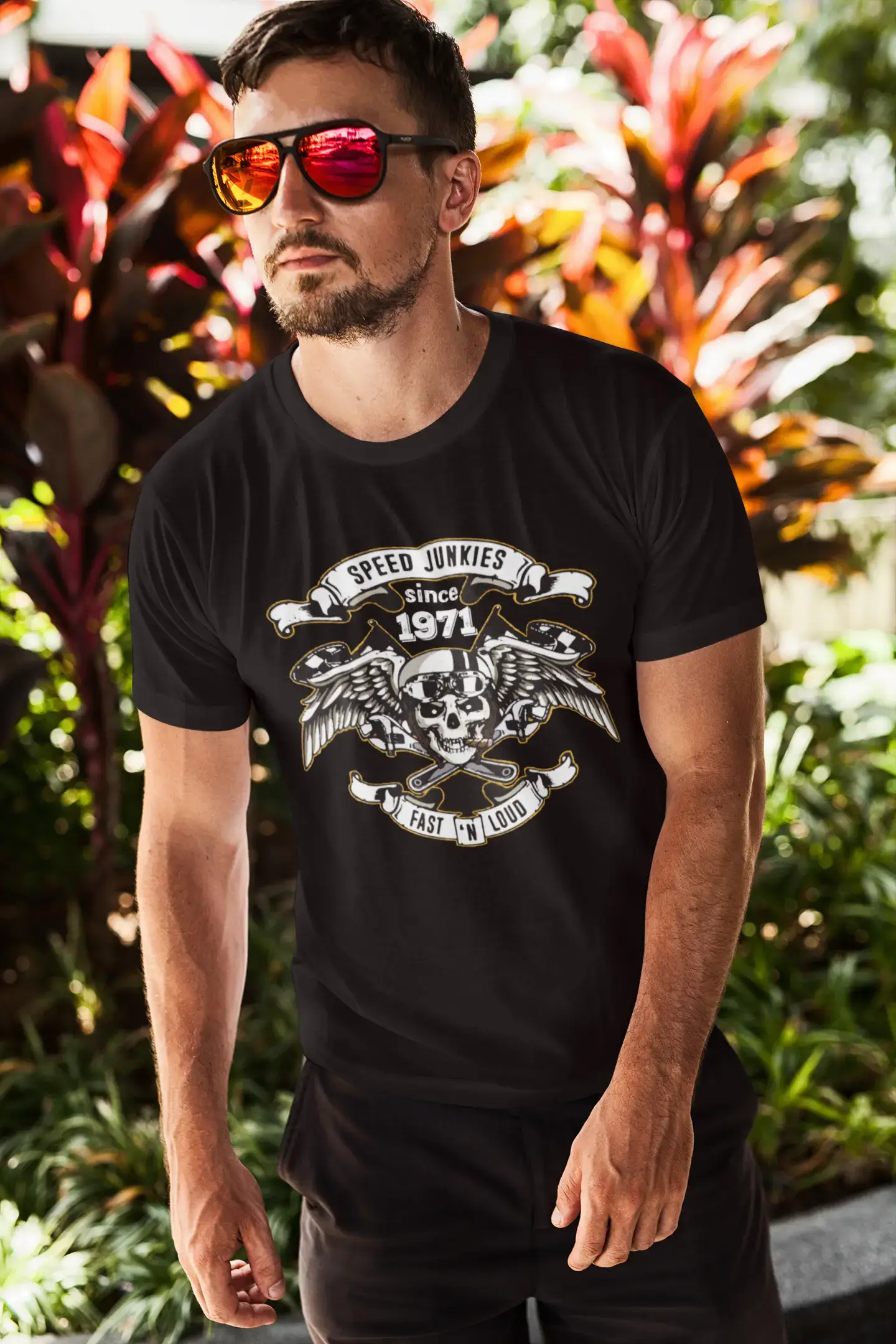 Homme Tee Vintage T Shirt Speed ​​Junkies depuis 1971