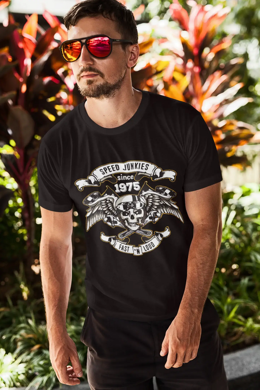 Speed ​​Junkies Since 1975 Men's T-shirt Noir Anniversaire Cadeau 00462