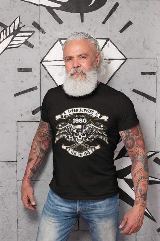 Speed ​​Junkies Since 1980 Men's T-shirt Noir Anniversaire Cadeau 00462