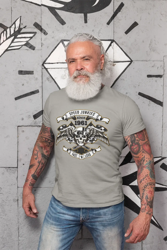 Speed ​​Junkies Since 1961 Men's T-shirt Gris Anniversaire Cadeau 00463