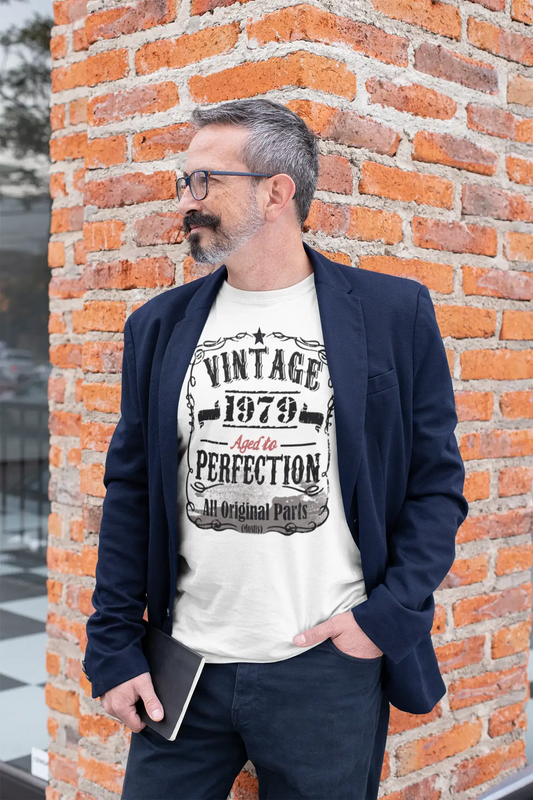 T-shirt Vintage <span>pour hommes,</span> <span>blanc</span> , vieilli à la perfection, <span>cadeau</span> <span>d'anniversaire,</span> 1979, 00488