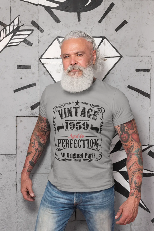 1959 Vintage vieilli à la perfection T-shirt <span>homme</span> <span>gris</span> <span>cadeau</span> <span>d'anniversaire</span> 00489