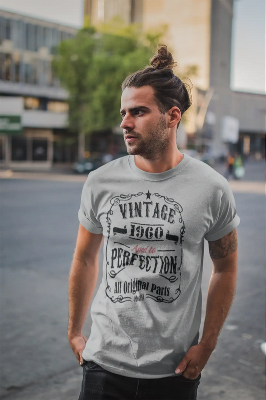 T-shirt Vintage Aged to Perfection <span>pour hommes,</span> <span>gris</span> , <span>cadeau</span> <span>d'anniversaire,</span> 1960, 00489