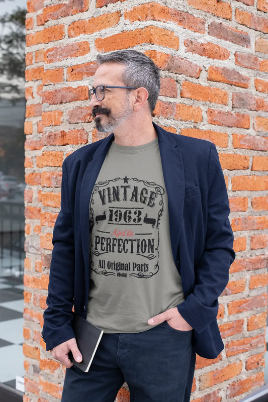 T-shirt Vintage Aged to Perfection <span>pour hommes,</span> <span>gris</span> , <span>cadeau</span> <span>d'anniversaire,</span> 1963, 00489
