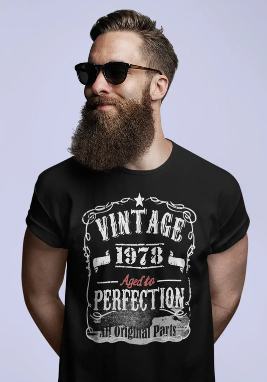 1978 Vintage Aged to Perfection Men's T-shirt Black Birthday Gift 00490