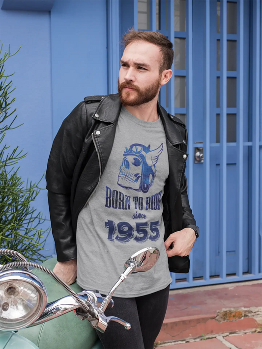 1955, Born to Ride Since 1955 T-shirt Homme Gris Cadeau d'anniversaire 00495