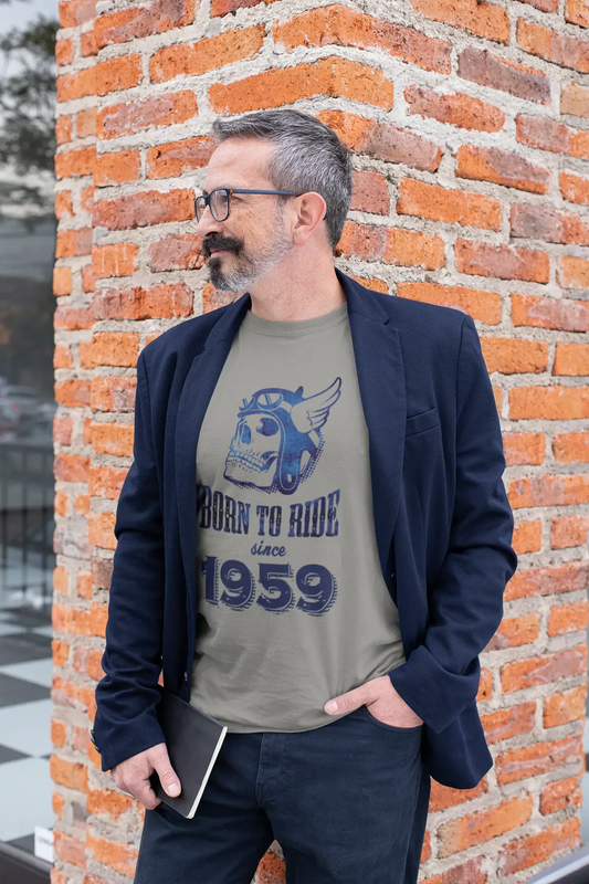 1959, Born to Ride Since 1959 T-shirt Homme Gris Cadeau d'anniversaire 00495