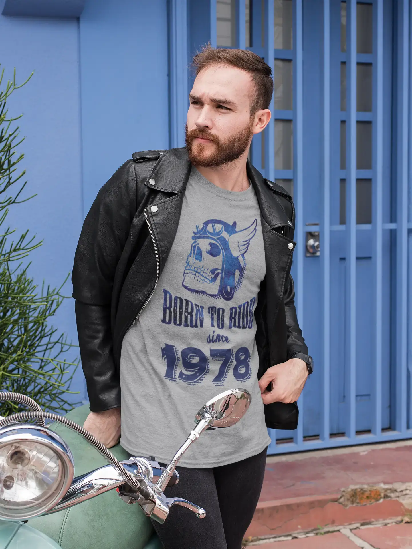 1978, Born to Ride Since 1978 T-shirt Homme Gris Cadeau d'anniversaire 00495