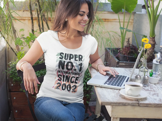 2002, Super No.1 Depuis 2002 T-shirt <span>Femme</span> <span>Blanc</span> <span>Anniversaire</span> <span>Cadeau</span> 00505
