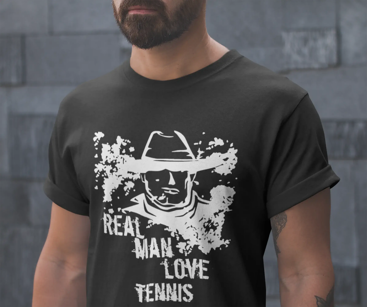 Tennis, Real Men Love Tennis Men's T shirt <span>Noir</span> <span>Anniversaire</span> <span>Cadeau</span> 00538