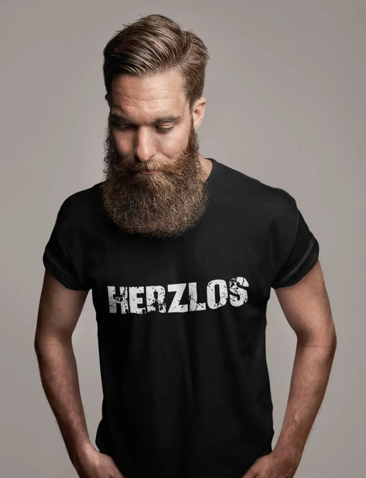herzlos Men's Retro T shirt Black Birthday Gift 00548