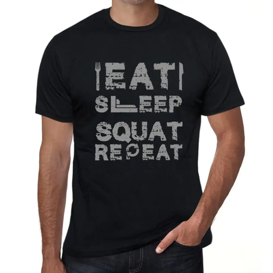 Men's Graphic T-Shirt Eat Sleep Squat Repeat Eco-Friendly Limited Edition Short Sleeve Tee-Shirt Vintage Birthday Gift Novelty