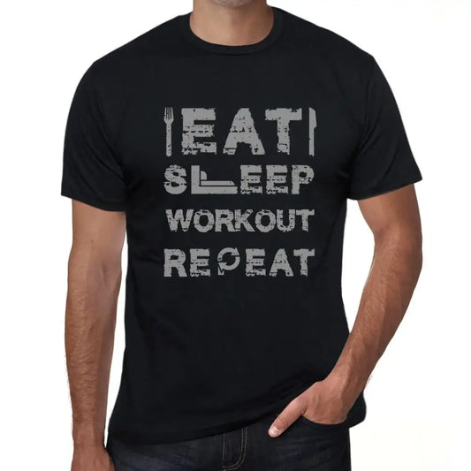 Men's Graphic T-Shirt Eat Sleep Workout Repeat Eco-Friendly Limited Edition Short Sleeve Tee-Shirt Vintage Birthday Gift Novelty