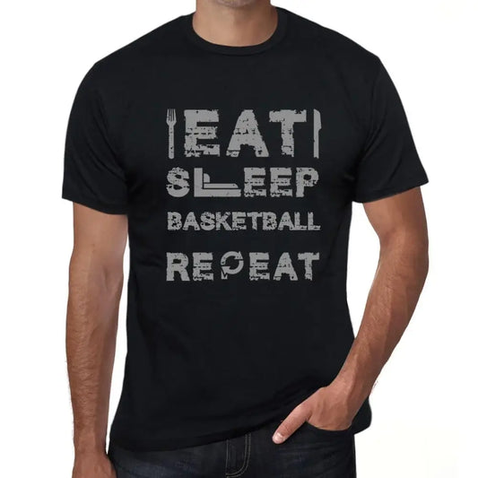 Men's Graphic T-Shirt Eat Sleep Basketball Repeat Eco-Friendly Limited Edition Short Sleeve Tee-Shirt Vintage Birthday Gift Novelty