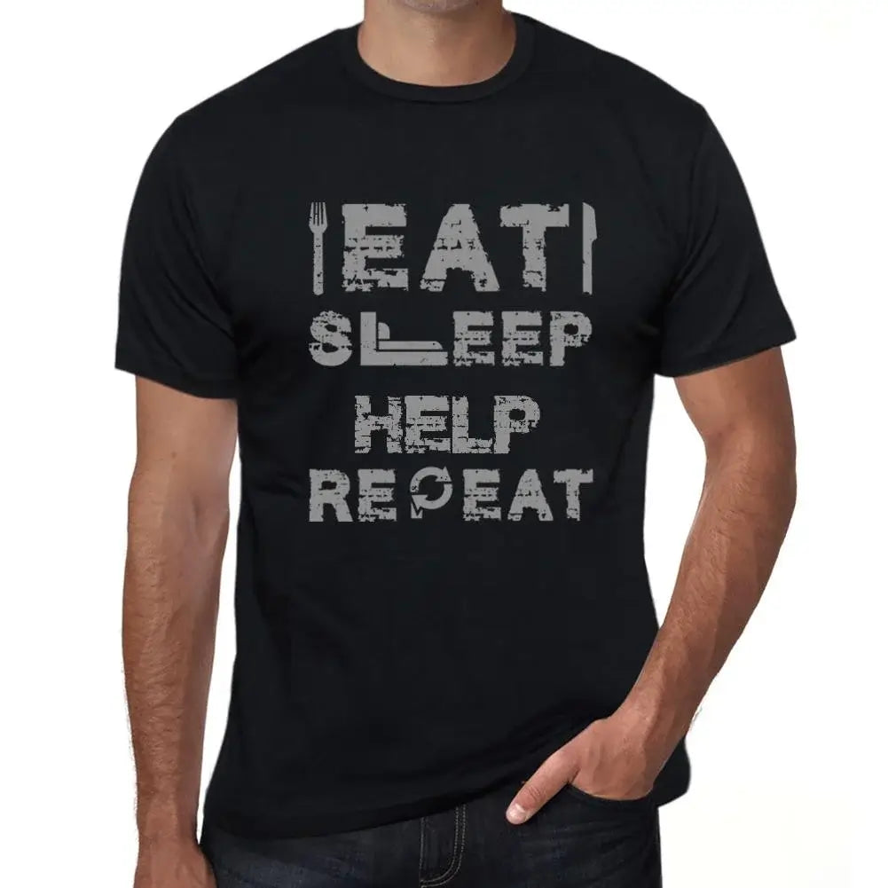 Men's Graphic T-Shirt Eat Sleep Help Repeat Eco-Friendly Limited Edition Short Sleeve Tee-Shirt Vintage Birthday Gift Novelty