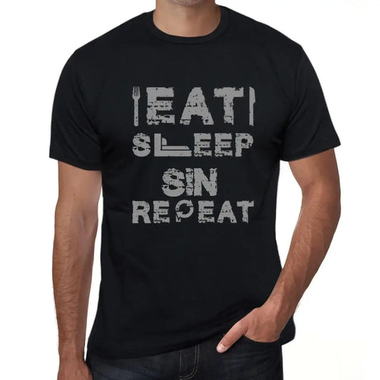 Men's Graphic T-Shirt Eat Sleep Sin Repeat Eco-Friendly Limited Edition Short Sleeve Tee-Shirt Vintage Birthday Gift Novelty