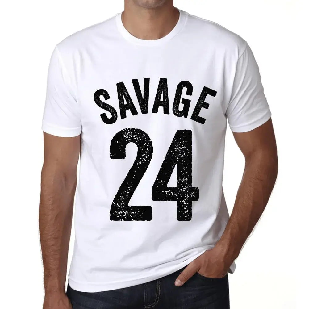 Men's Graphic T-Shirt Savage 24 24th Birthday Anniversary 24 Year Old Gift 2000 Vintage Eco-Friendly Short Sleeve Novelty Tee