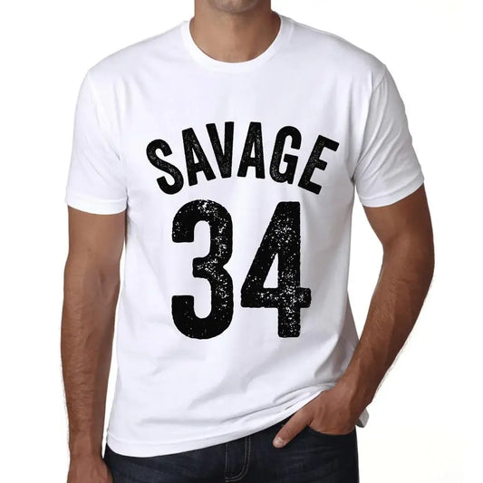 Men's Graphic T-Shirt Savage 34 34th Birthday Anniversary 34 Year Old Gift 1990 Vintage Eco-Friendly Short Sleeve Novelty Tee