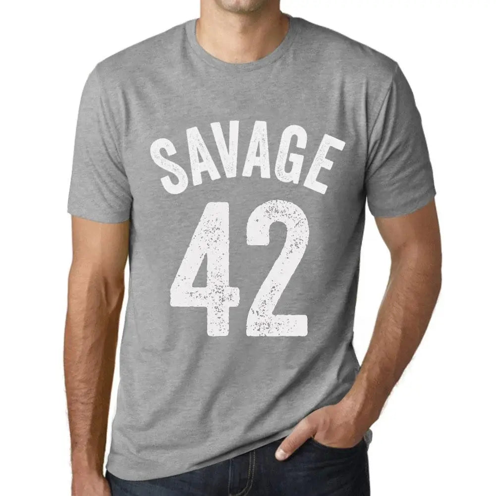 Men's Graphic T-Shirt Savage 42 42nd Birthday Anniversary 42 Year Old Gift 1982 Vintage Eco-Friendly Short Sleeve Novelty Tee