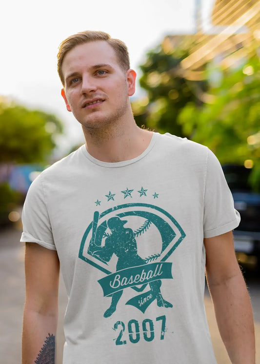 Men's Vintage Tee Shirt Graphic T shirt Baseball Since 2007 Vintage White
