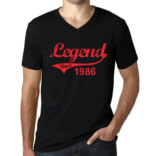 Men's Graphic T-Shirt V Neck Legend Since 1986 38th Birthday Anniversary 38 Year Old Gift 1986 Vintage Eco-Friendly Short Sleeve Novelty Tee