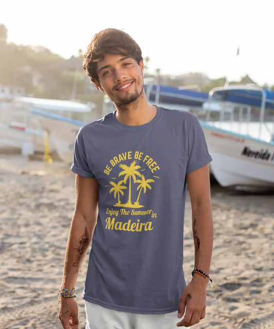Homme T Shirt Graphique Imprimé Vintage Tee be Brave & Free Enjoy The Summer Madeira Denim