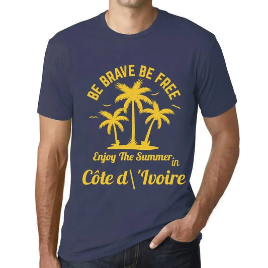 Men's Graphic T-Shirt Be Brave Be Free Enjoy The Summer In Côte D'ivoire Eco-Friendly Limited Edition Short Sleeve Tee-Shirt Vintage Birthday Gift Novelty