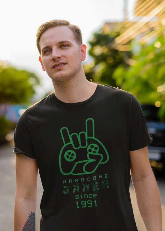 Men's Graphic T-Shirt Hardcore Gamer Since 1991 Deep Black