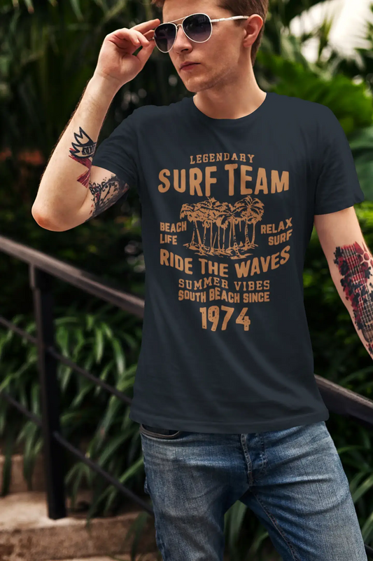 Men's Vintage Tee Shirt Graphic T shirt Surf Team 1974 Navy