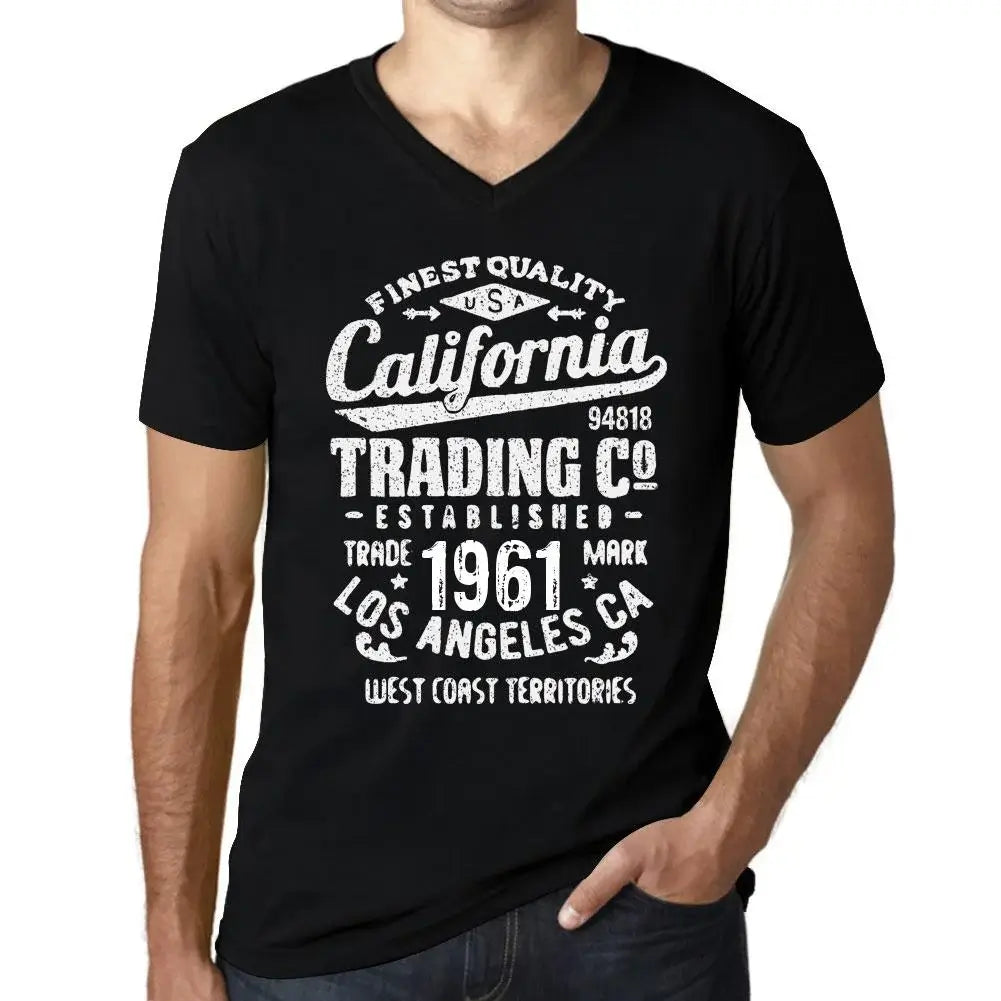 Men's Graphic T-Shirt V Neck California Trading Since 1961 63rd Birthday Anniversary 63 Year Old Gift 1961 Vintage Eco-Friendly Short Sleeve Novelty Tee