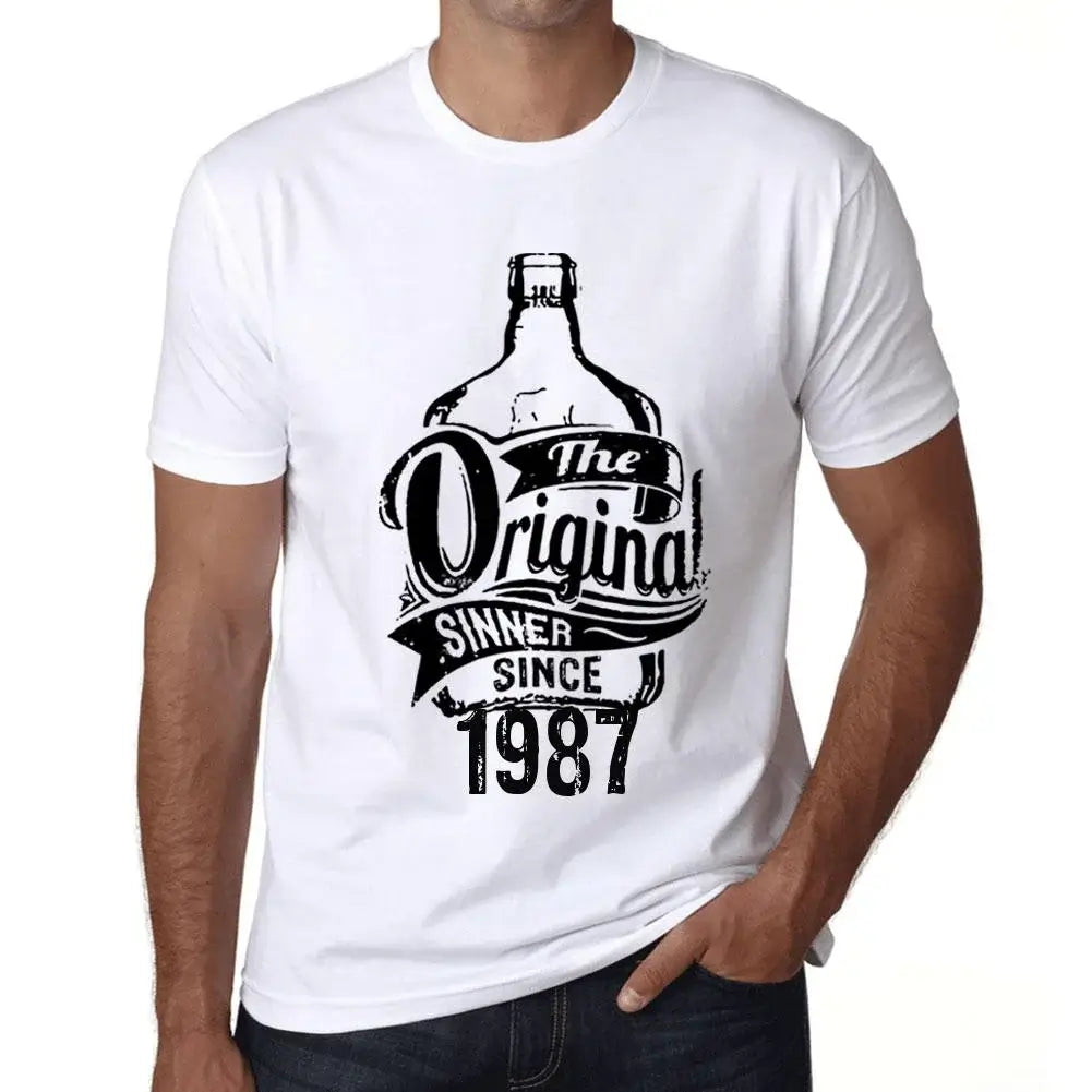 Men's Graphic T-Shirt The Original Sinner Since 1987 37th Birthday Anniversary 37 Year Old Gift 1987 Vintage Eco-Friendly Short Sleeve Novelty Tee