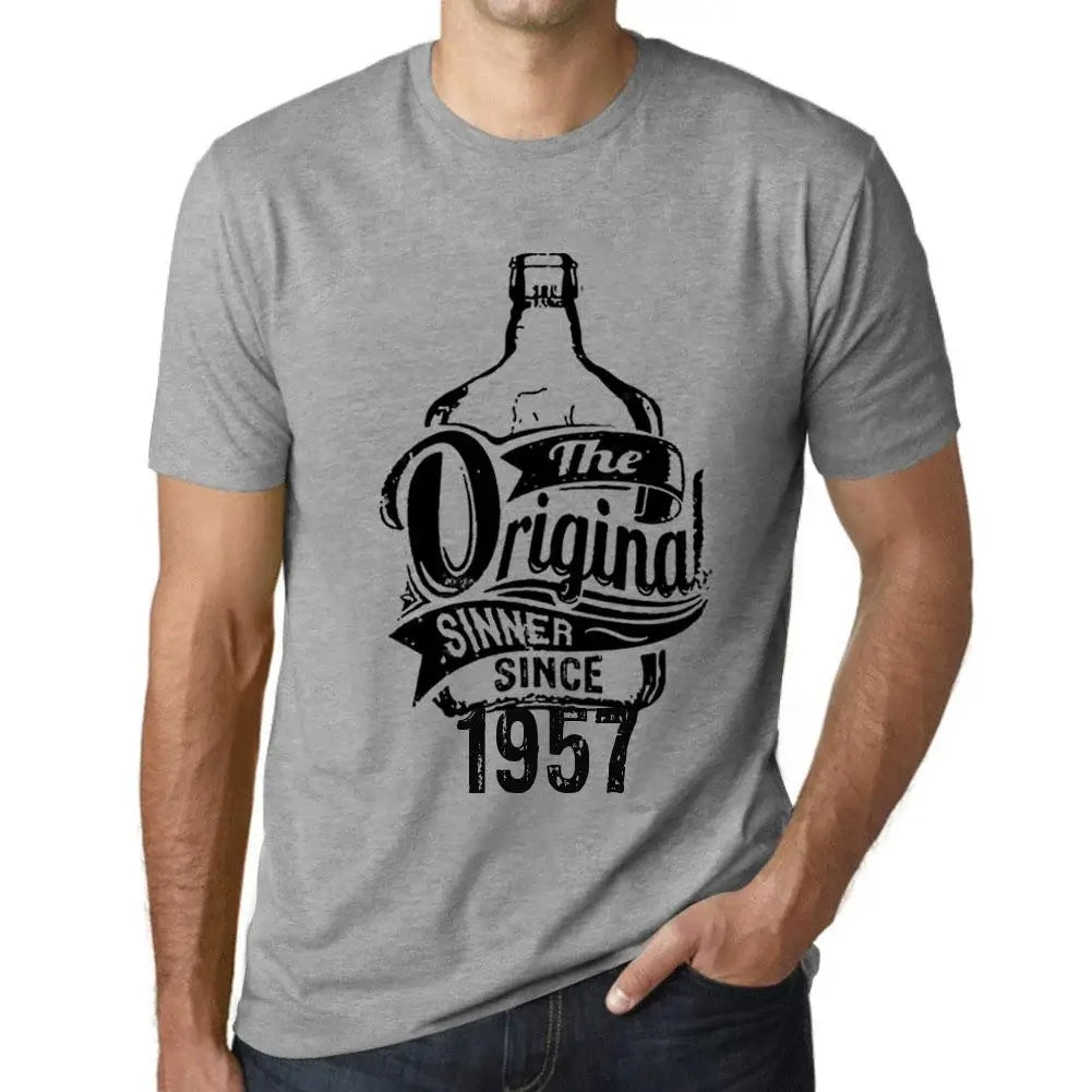 Men's Graphic T-Shirt The Original Sinner Since 1957 67th Birthday Anniversary 67 Year Old Gift 1957 Vintage Eco-Friendly Short Sleeve Novelty Tee