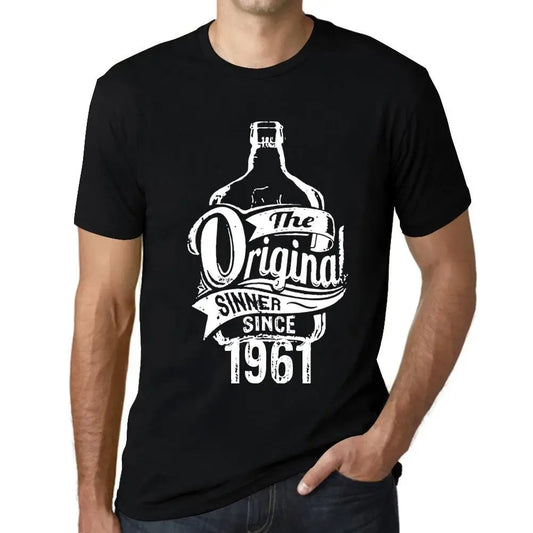 Men's Graphic T-Shirt The Original Sinner Since 1961 63rd Birthday Anniversary 63 Year Old Gift 1961 Vintage Eco-Friendly Short Sleeve Novelty Tee