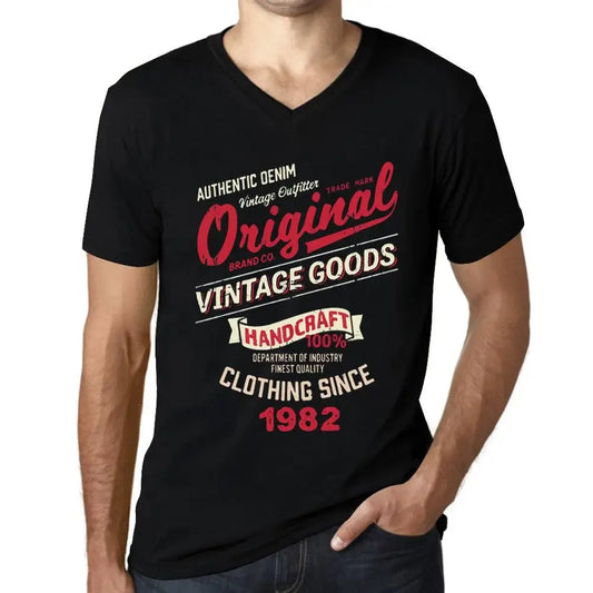 Men's Graphic T-Shirt V Neck Original Vintage Clothing Since 1982 42nd Birthday Anniversary 42 Year Old Gift 1982 Vintage Eco-Friendly Short Sleeve Novelty Tee