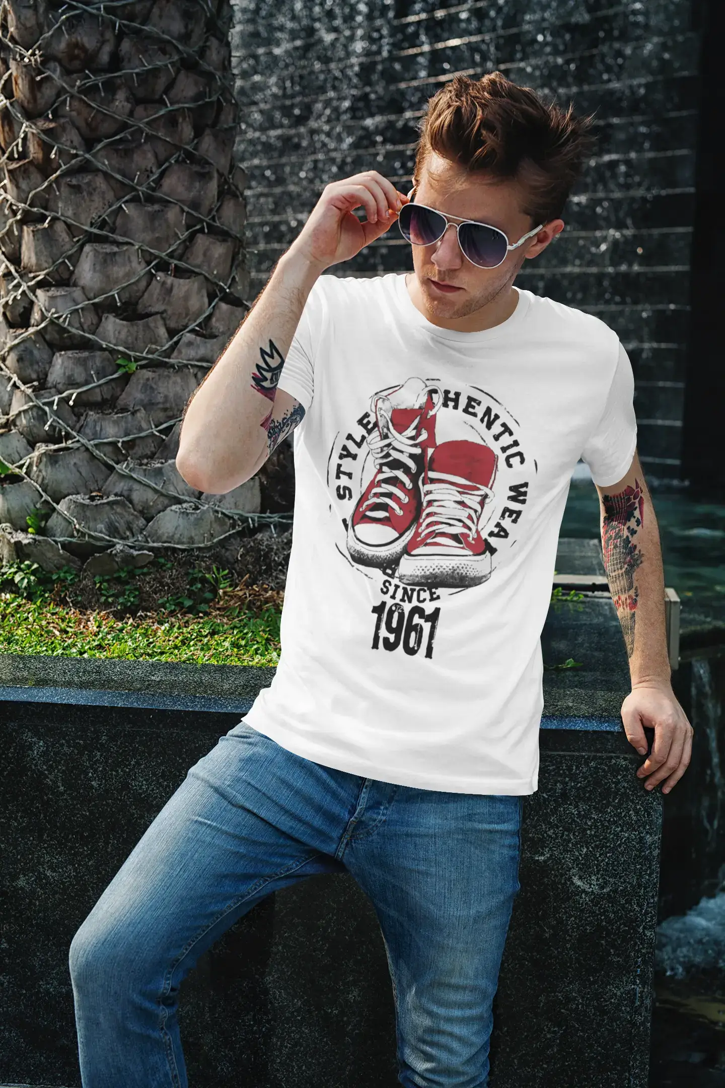 Men's Vintage Tee Shirt Graphic T shirt Authentic Style Since 1961 White