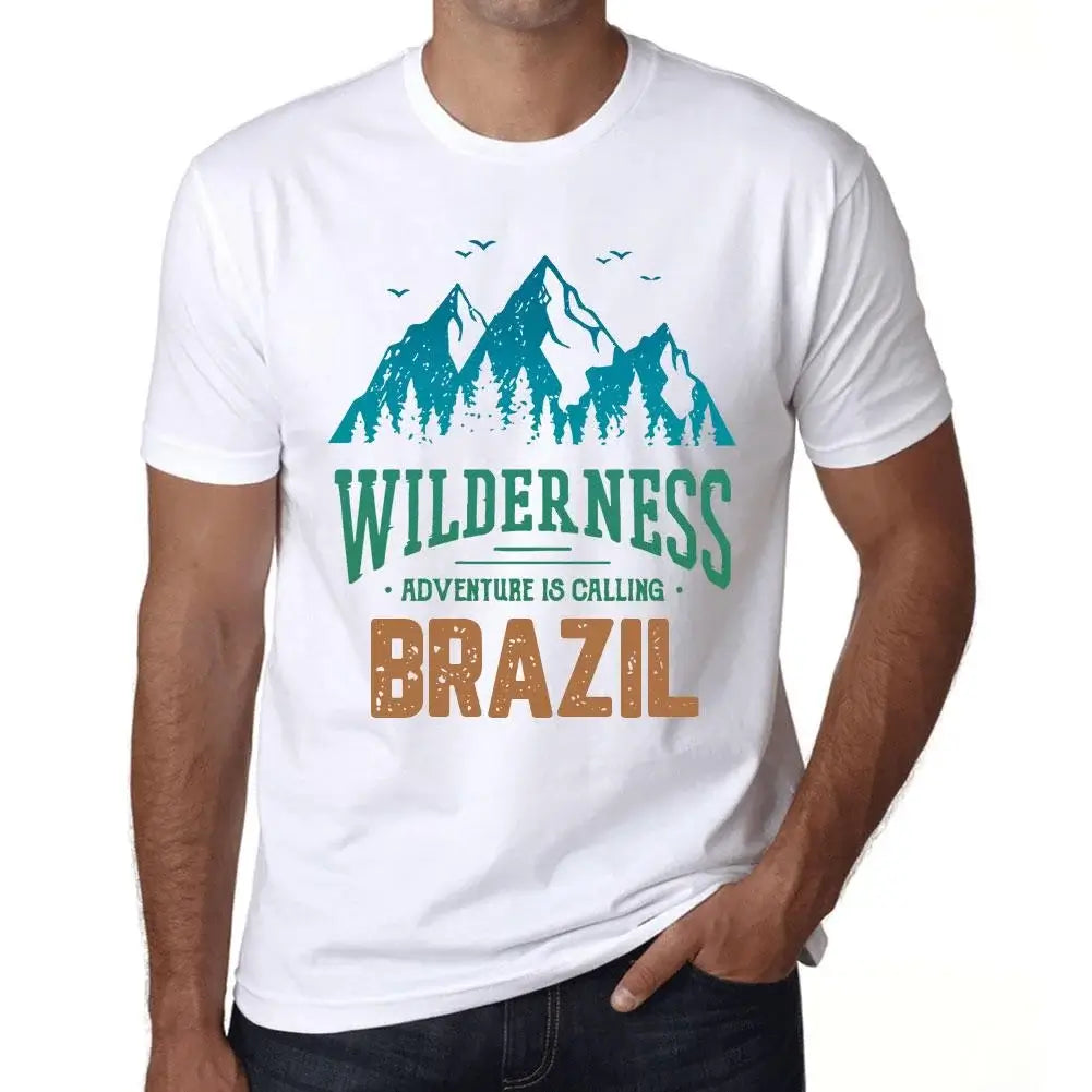 Men's Graphic T-Shirt Wilderness, Adventure Is Calling Brazil Eco-Friendly Limited Edition Short Sleeve Tee-Shirt Vintage Birthday Gift Novelty