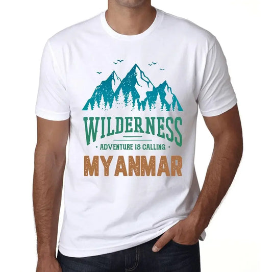 Men's Graphic T-Shirt Wilderness, Adventure Is Calling Myanmar Eco-Friendly Limited Edition Short Sleeve Tee-Shirt Vintage Birthday Gift Novelty