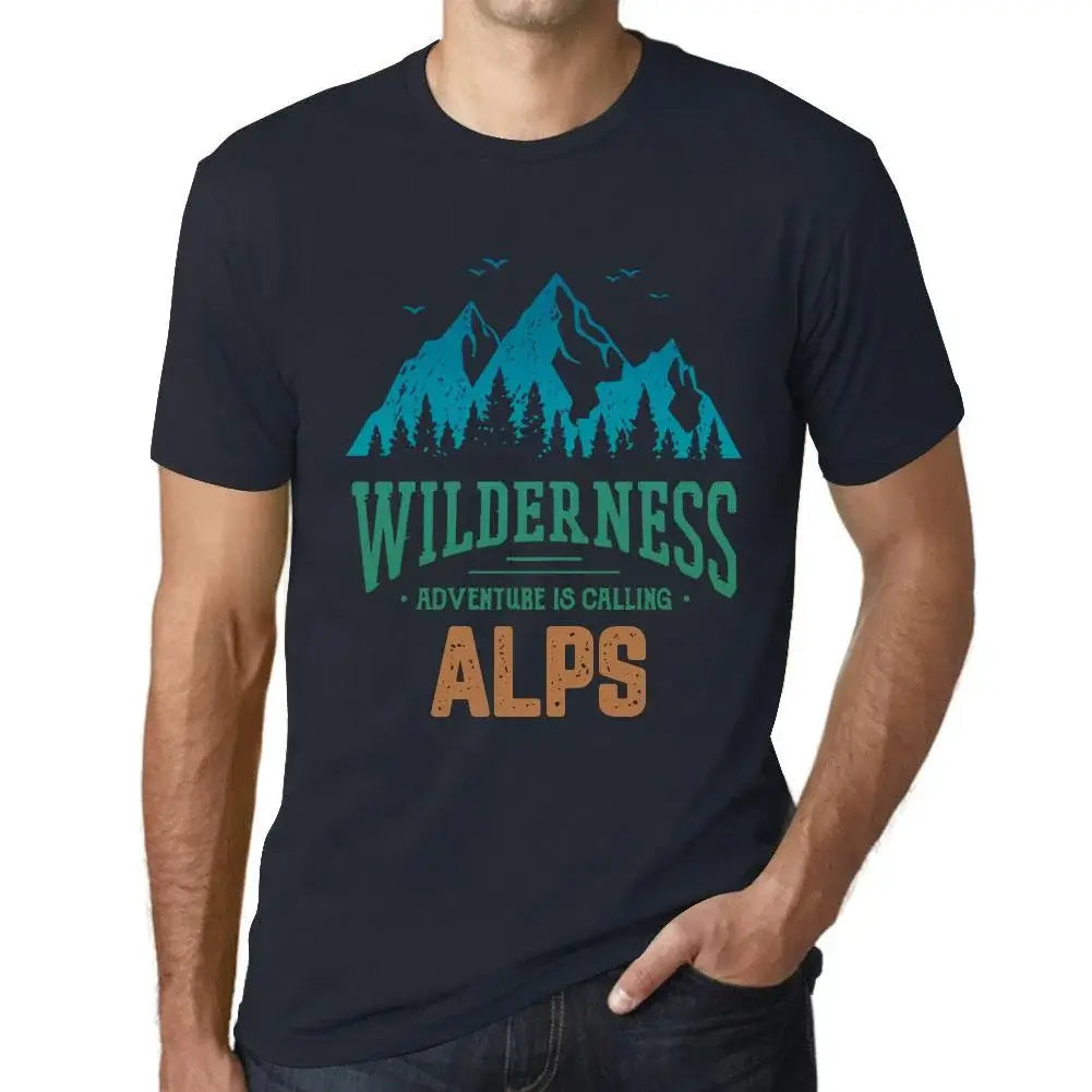 Men's Graphic T-Shirt Wilderness, Adventure Is Calling Alps Eco-Friendly Limited Edition Short Sleeve Tee-Shirt Vintage Birthday Gift Novelty