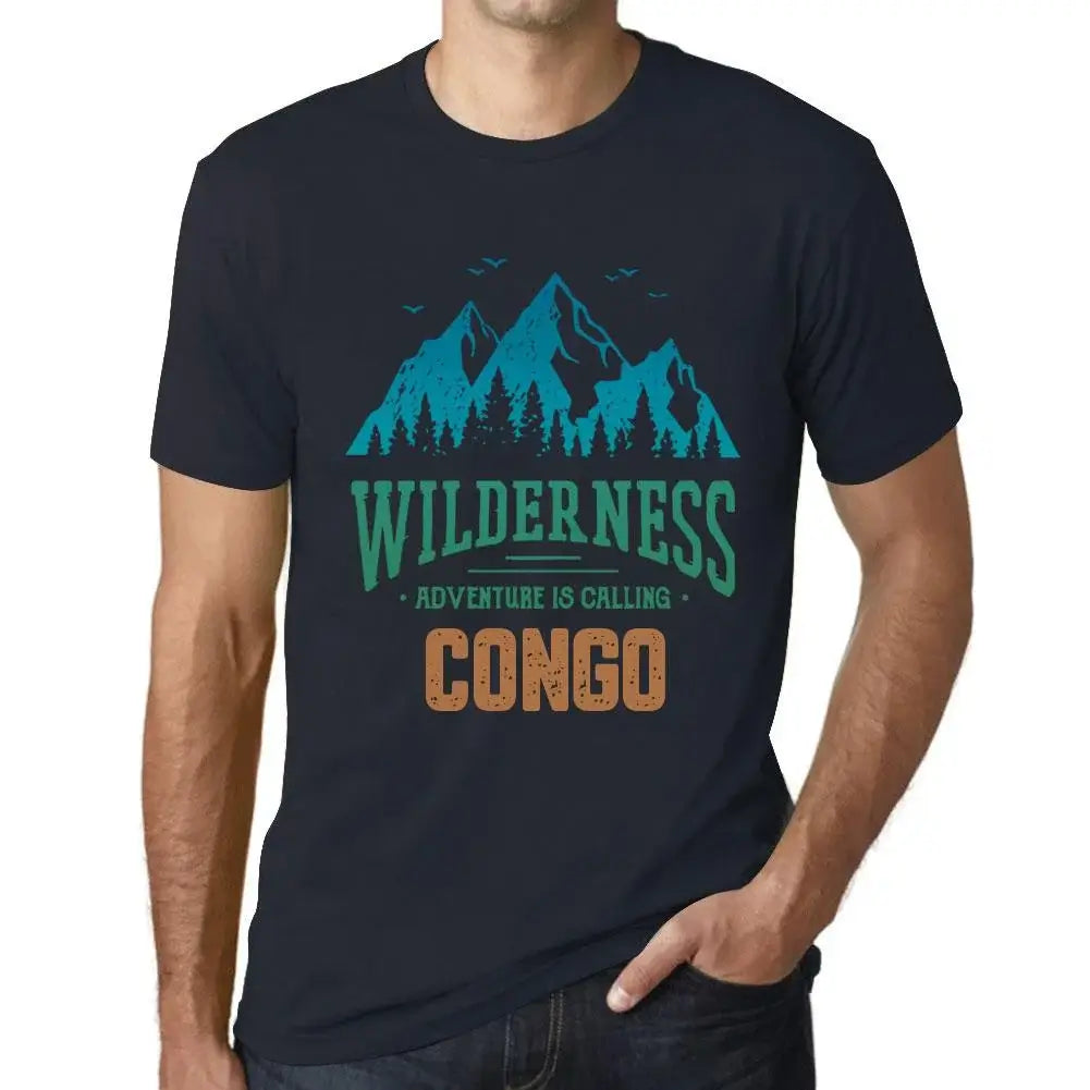 Men's Graphic T-Shirt Wilderness, Adventure Is Calling Congo Eco-Friendly Limited Edition Short Sleeve Tee-Shirt Vintage Birthday Gift Novelty