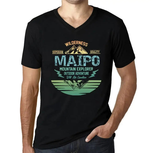 Men's Graphic T-Shirt V Neck Outdoor Adventure, Wilderness, Mountain Explorer Maipo Eco-Friendly Limited Edition Short Sleeve Tee-Shirt Vintage Birthday Gift Novelty