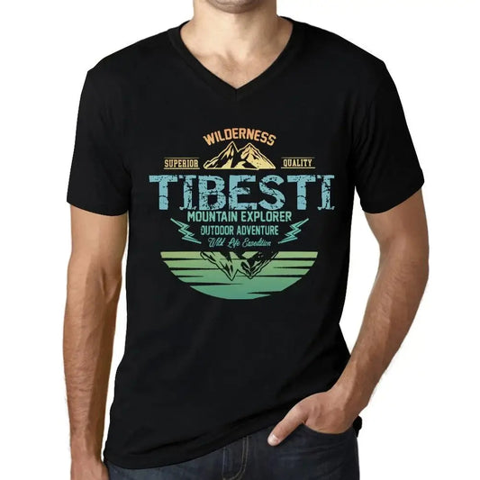 Men's Graphic T-Shirt V Neck Outdoor Adventure, Wilderness, Mountain Explorer Tibesti Eco-Friendly Limited Edition Short Sleeve Tee-Shirt Vintage Birthday Gift Novelty