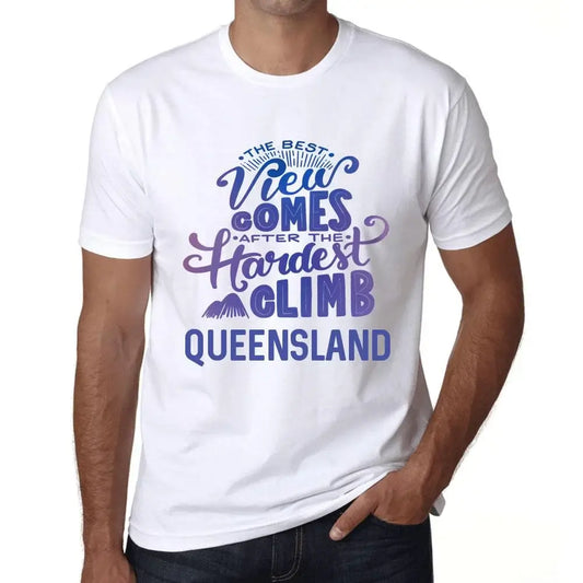 Men's Graphic T-Shirt The Best View Comes After Hardest Mountain Climb Queensland Eco-Friendly Limited Edition Short Sleeve Tee-Shirt Vintage Birthday Gift Novelty