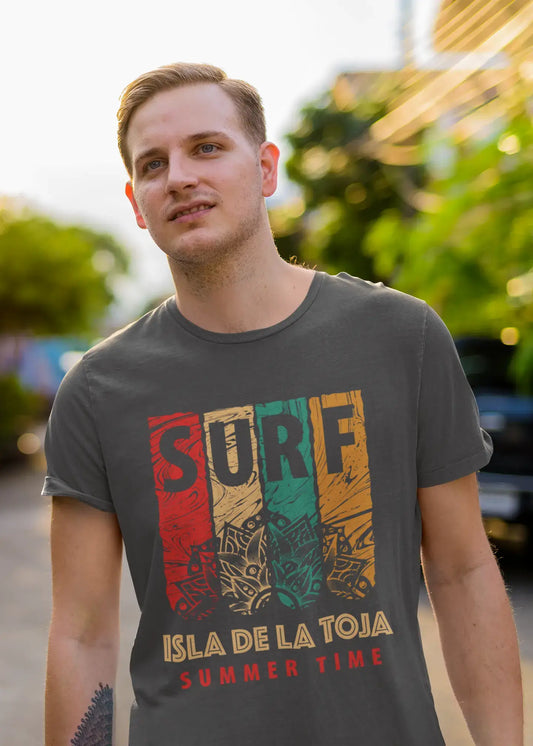 Men's Graphic T-Shirt Surf Summer Time ISLA DE LA TOJA Mouse Grey