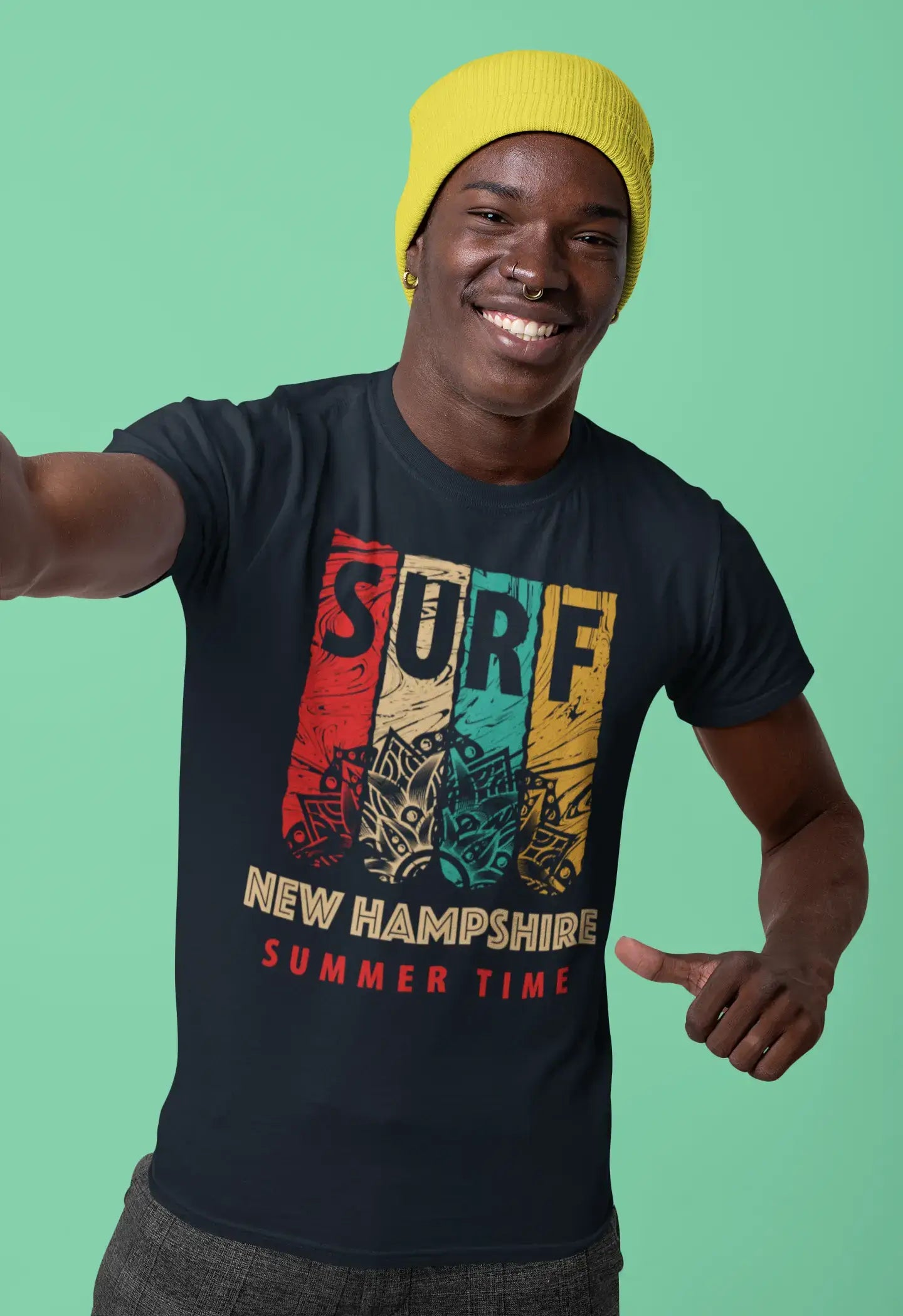 T-Shirt <span>Graphique</span> <span>Homme</span> Surf Summer Time NEW HAMPSHIRE <span>Marine</span>