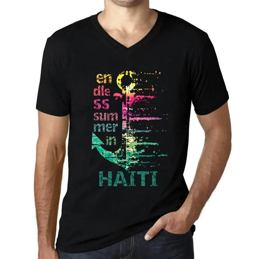 Men's Graphic T-Shirt V Neck Endless Summer In Haiti Eco-Friendly Limited Edition Short Sleeve Tee-Shirt Vintage Birthday Gift Novelty